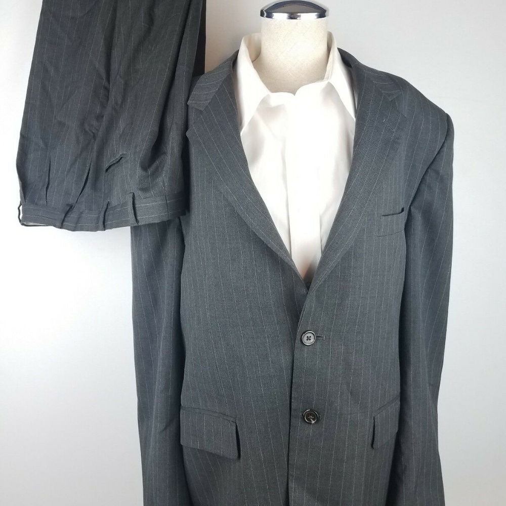 CHAPS BRAND MENS BLACK PINSTRIPE 2 BUTTON 2 PIECE